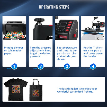 Transfer Printer, Digital Precise Temperature Control, Clamshell Sublimation, SucceBuy Heat Press Machine