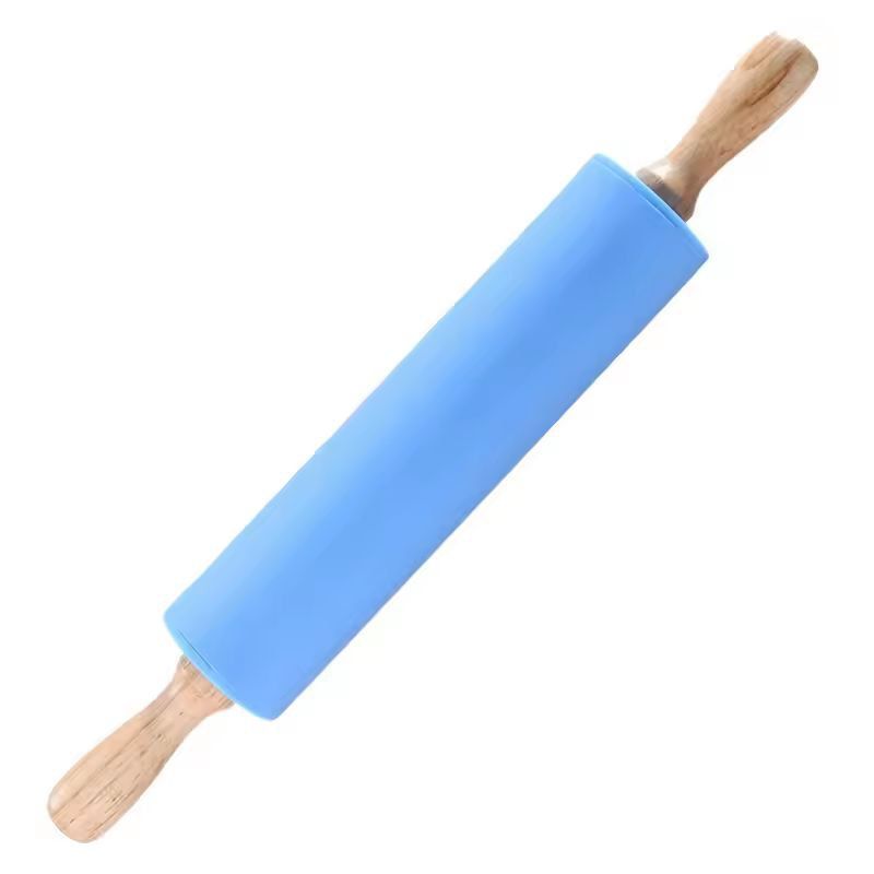 SiliconeCoated NonStick Rolling Pin With Wooden Handles  Easy Dough Roller  Pastry Tool 9