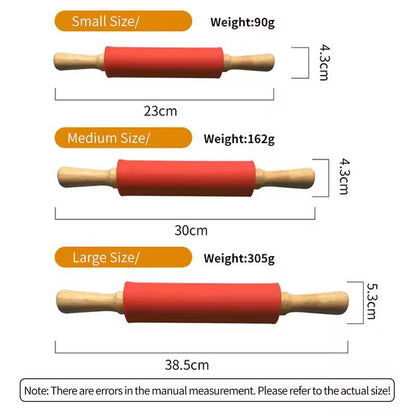 SiliconeCoated NonStick Rolling Pin With Wooden Handles  Easy Dough Roller  Pastry Tool 4
