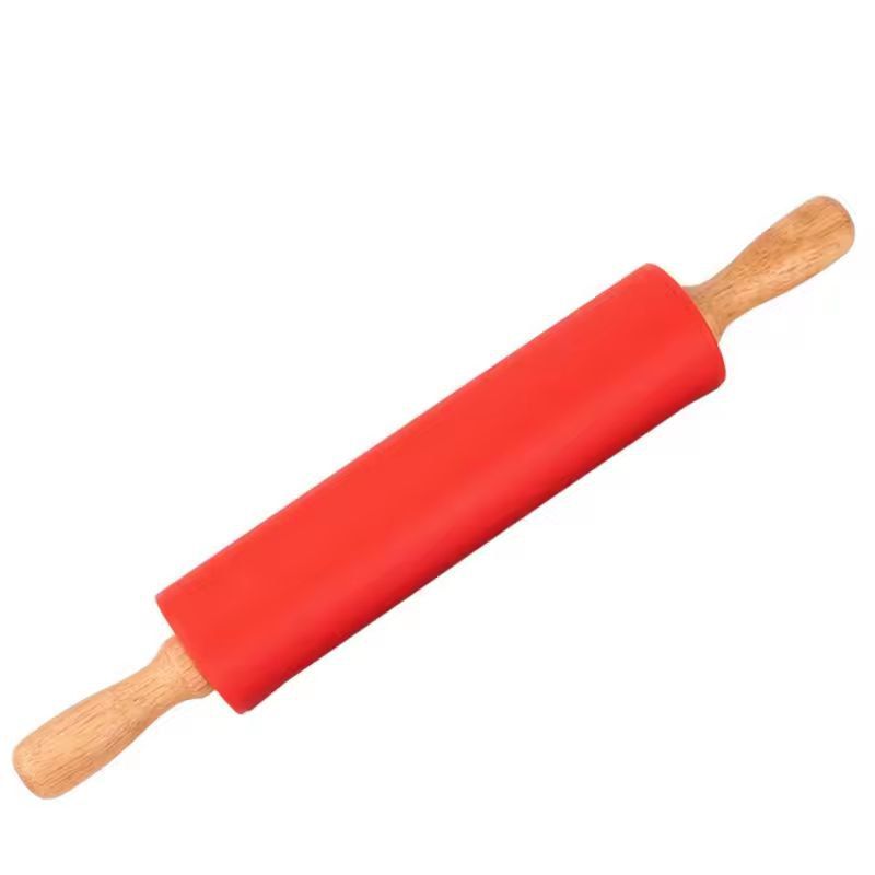 SiliconeCoated NonStick Rolling Pin With Wooden Handles  Easy Dough Roller  Pastry Tool 6
