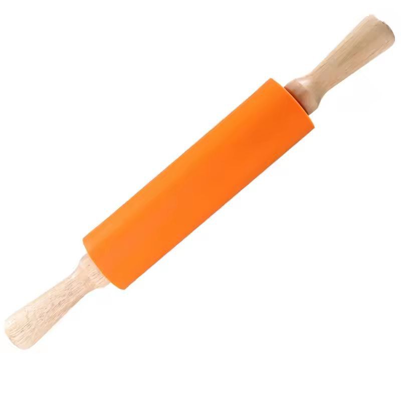 SiliconeCoated NonStick Rolling Pin With Wooden Handles  Easy Dough Roller  Pastry Tool 7