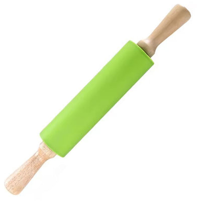 SiliconeCoated NonStick Rolling Pin With Wooden Handles  Easy Dough Roller  Pastry Tool 8