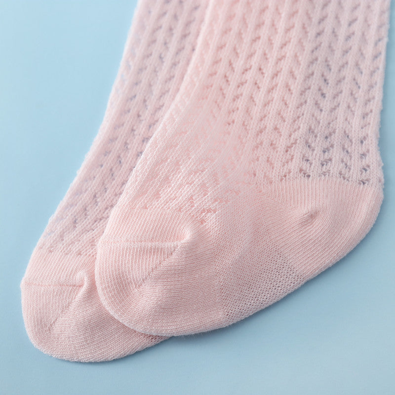 Summer Mesh Baby Knee Socks Baby Girl Socks Baby Bow Cotton Toddler Non Slip Infant Long Newborn Ba 3