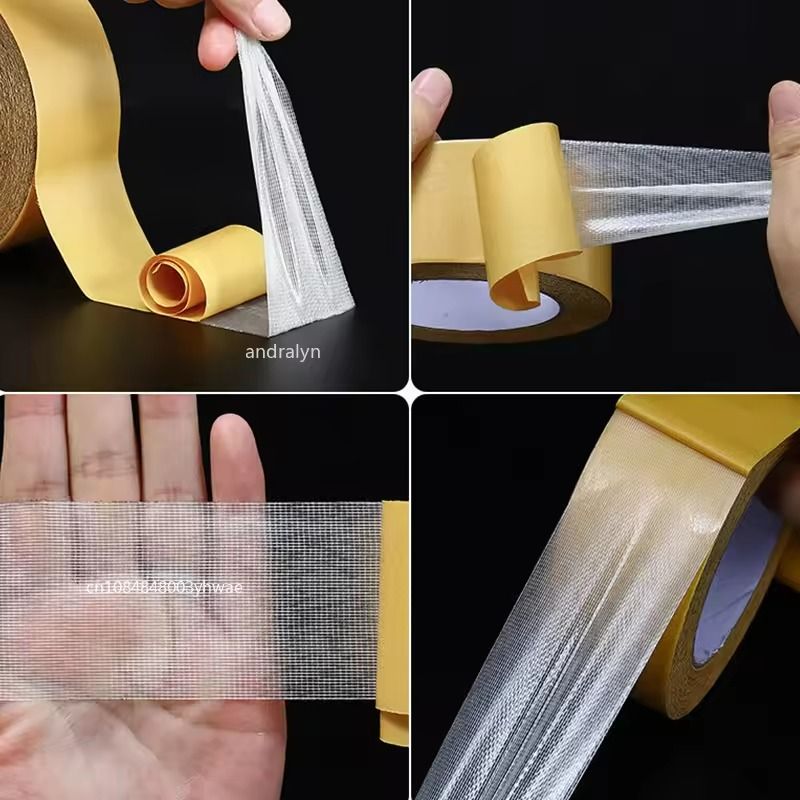 HighViscosity Transparent DoubleSided Fiber Tape  Waterproof Adhesive Mesh Roll 1