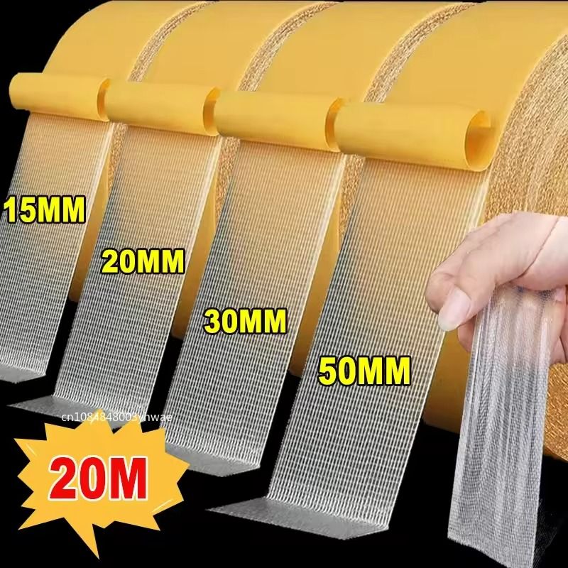 High-Viscosity Transparent Double-Sided Fiber Tape – Waterproof Adhesive Mesh Roll