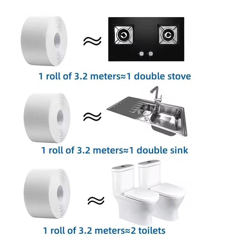 SelfAdhesive PVC Caulk Sealing Tape  Waterproof Kitchen  Bathroom Edge Strip 2