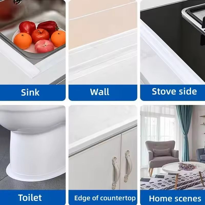 SelfAdhesive PVC Caulk Sealing Tape  Waterproof Kitchen  Bathroom Edge Strip 4
