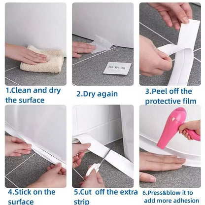 SelfAdhesive PVC Caulk Sealing Tape  Waterproof Kitchen  Bathroom Edge Strip 5
