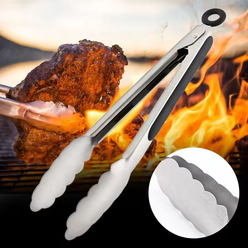 ProGrip Stainless Steel BBQ  Kitchen Tongs  NonSlip HeatResistant Food Handling Tool 4