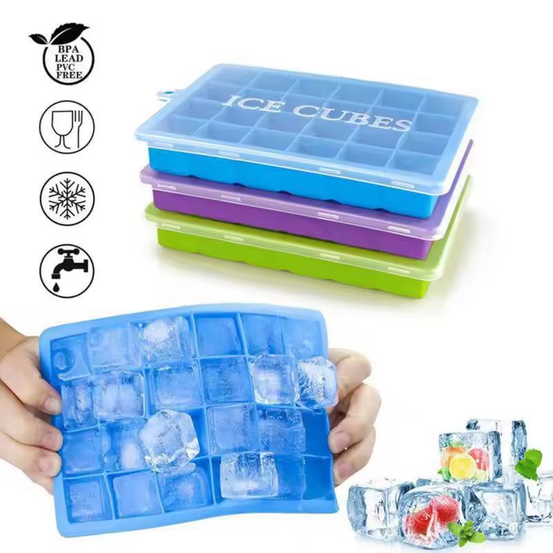 Venlohome Premium 24Cube Silicone Ice Tray With Lid  FoodSafe Ice  Drink Mold 10
