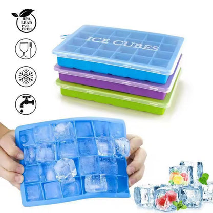 Venlohome Premium 24Cube Silicone Ice Tray With Lid  FoodSafe Ice  Drink Mold 10