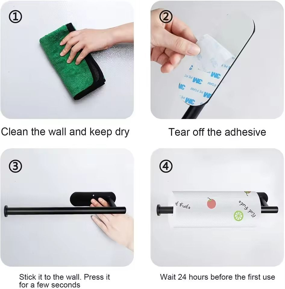 Stainless Steel SelfAdhesive Paper Towel Holder  NoDrill Toilet  Kitchen Roll Rack 2