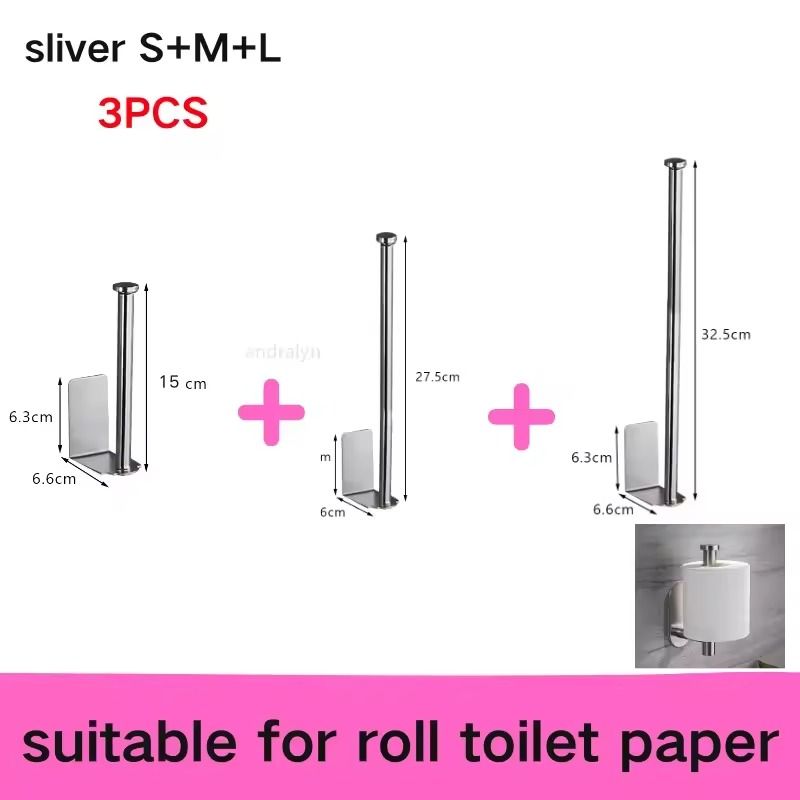 Stainless Steel SelfAdhesive Paper Towel Holder  NoDrill Toilet  Kitchen Roll Rack 19