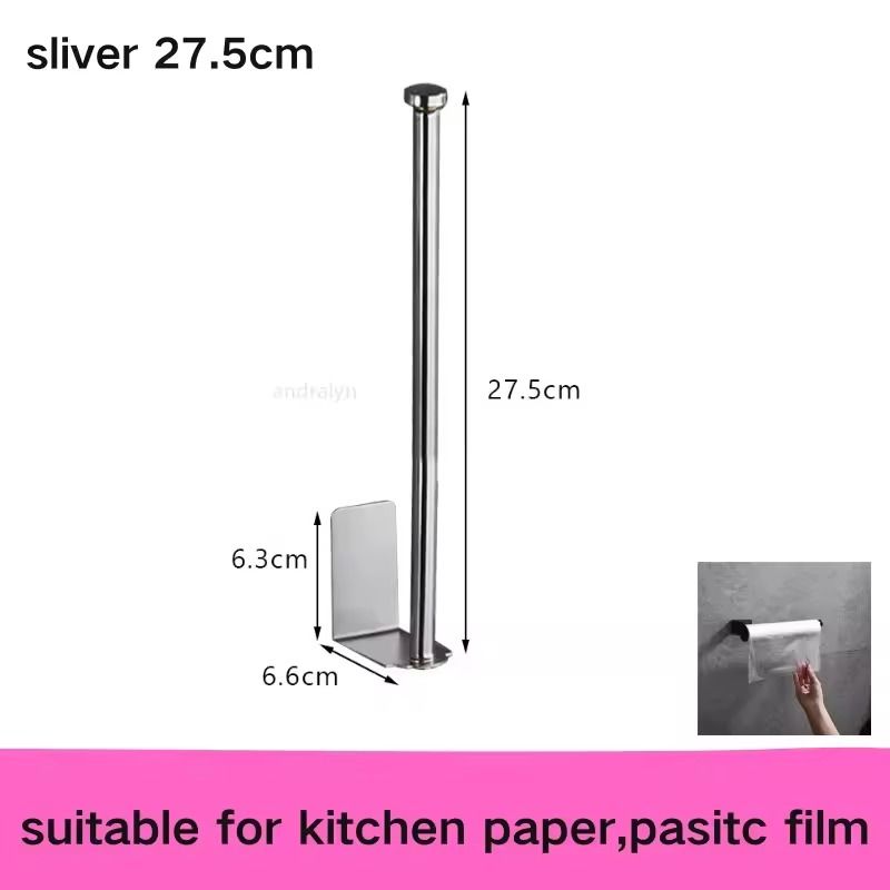 Stainless Steel SelfAdhesive Paper Towel Holder  NoDrill Toilet  Kitchen Roll Rack 14