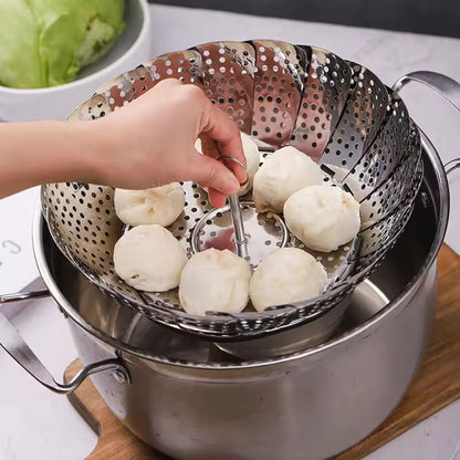 CompactFold StainlessSteel Steam Basket  MultiPurpose Food  Vegetable Steamer 1