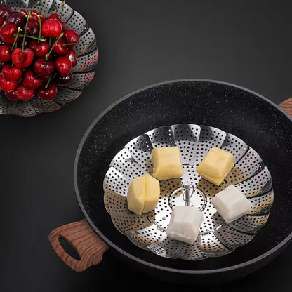 CompactFold StainlessSteel Steam Basket  MultiPurpose Food  Vegetable Steamer 2