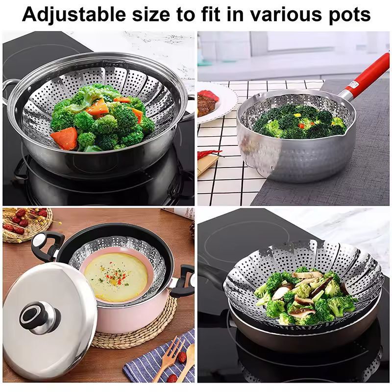 CompactFold StainlessSteel Steam Basket  MultiPurpose Food  Vegetable Steamer 3