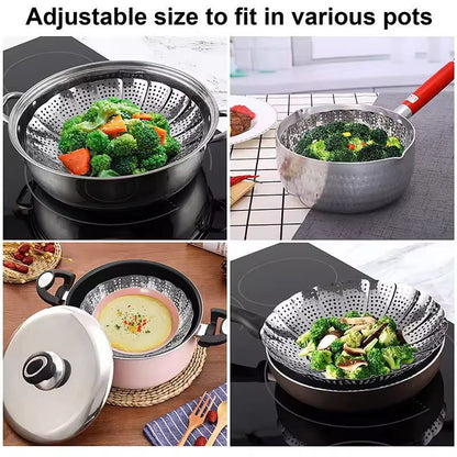 CompactFold StainlessSteel Steam Basket  MultiPurpose Food  Vegetable Steamer 3