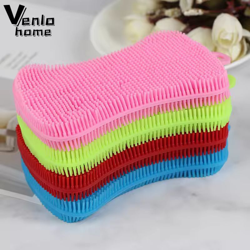 Silicone Kitchen Scrubber Brush – Gentle & Effective Pot Pan Cleaner