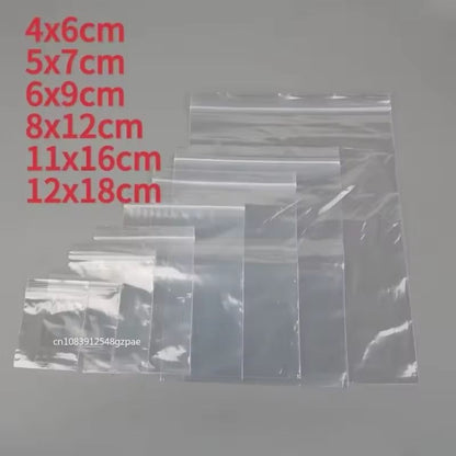 100PCS Small Transparent Ziplock Bags  Reclosable Clear Plastic Storage Bags 1