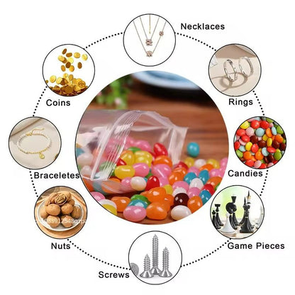 100PCS Small Transparent Ziplock Bags  Reclosable Clear Plastic Storage Bags 3