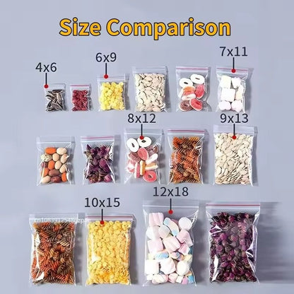 100PCS Small Transparent Ziplock Bags  Reclosable Clear Plastic Storage Bags 5