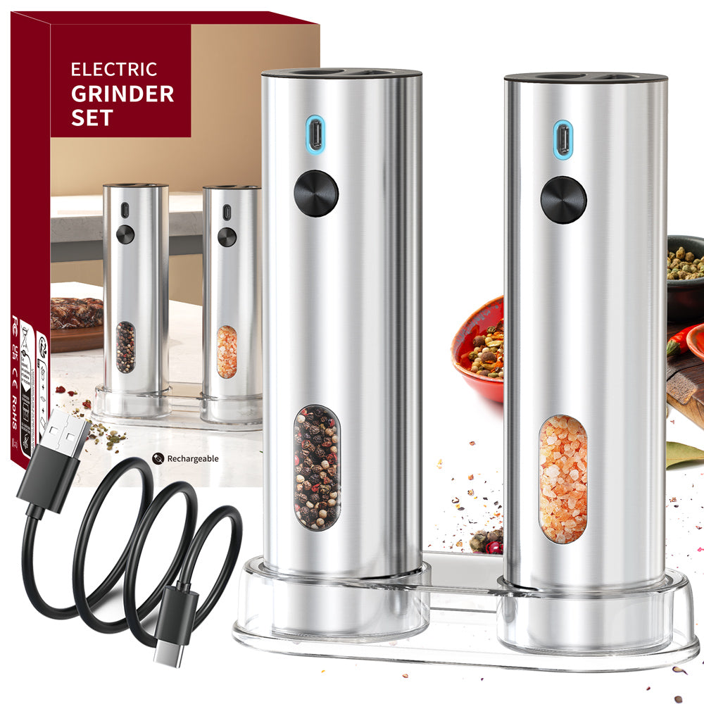 Pepper Grinder Salt And Pepper Mill USB Rechargeable Automatic Grinder Spice Grinder With LED Light
