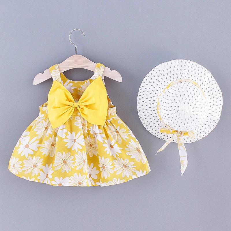 Little Fresh Everyday Sweet Princess Dress With Bow Summer New Girls Dress Floral Print Adorable Da 1