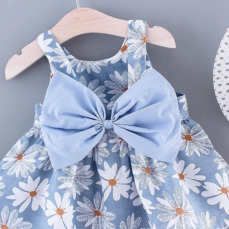Little Fresh Everyday Sweet Princess Dress With Bow Summer New Girls Dress Floral Print Adorable Da 2