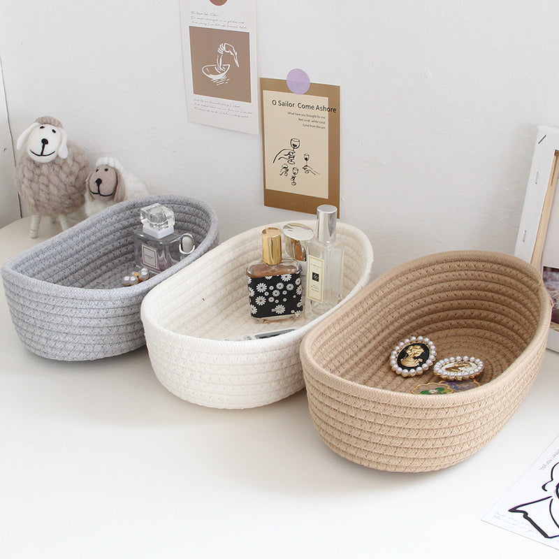 Multifunctional Desktop Organizer, Woven Storage Baskets, Space Saving Desk Stationery Box, Kids Toys Cosmetics Cases