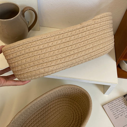 Multifunctional Desktop Organizer, Woven Storage Baskets, Space Saving Desk Stationery Box, Kids Toys Cosmetics Cases