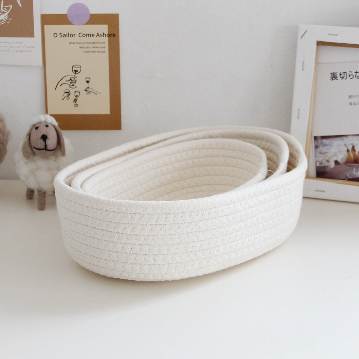 Multifunctional Desktop Organizer, Woven Storage Baskets, Space Saving Desk Stationery Box, Kids Toys Cosmetics Cases