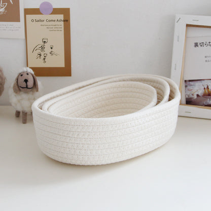 Multifunctional Desktop Organizer, Woven Storage Baskets, Space Saving Desk Stationery Box, Kids Toys Cosmetics Cases