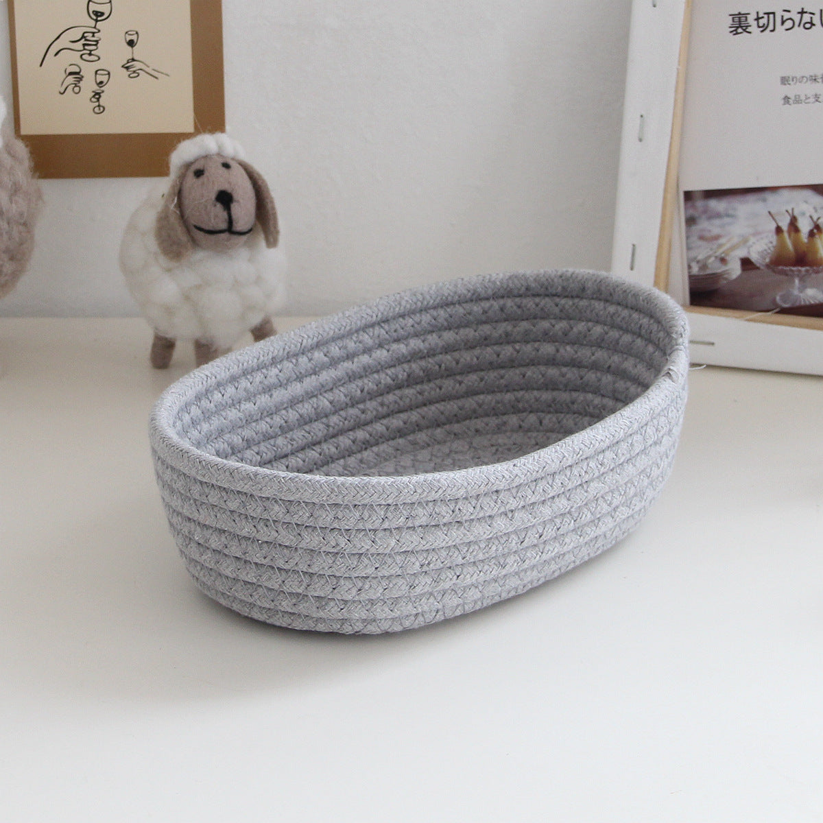 Multifunctional Desktop Organizer, Woven Storage Baskets, Space Saving Desk Stationery Box, Kids Toys Cosmetics Cases