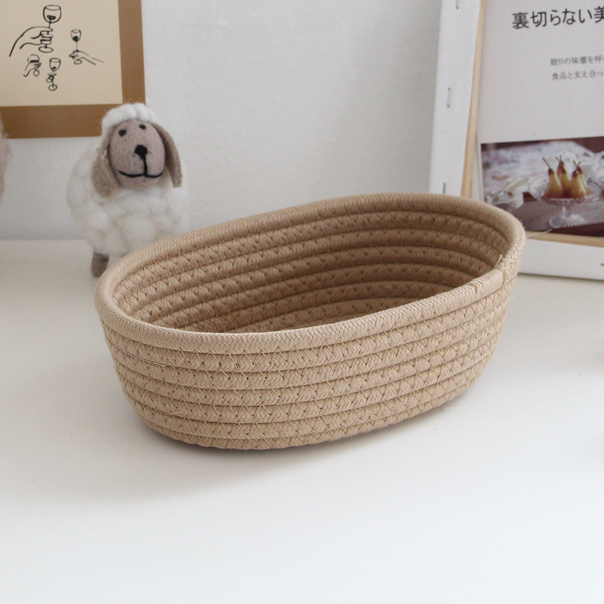 Multifunctional Desktop Organizer, Woven Storage Baskets, Space Saving Desk Stationery Box, Kids Toys Cosmetics Cases