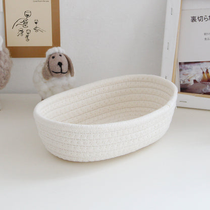 Multifunctional Desktop Organizer, Woven Storage Baskets, Space Saving Desk Stationery Box, Kids Toys Cosmetics Cases