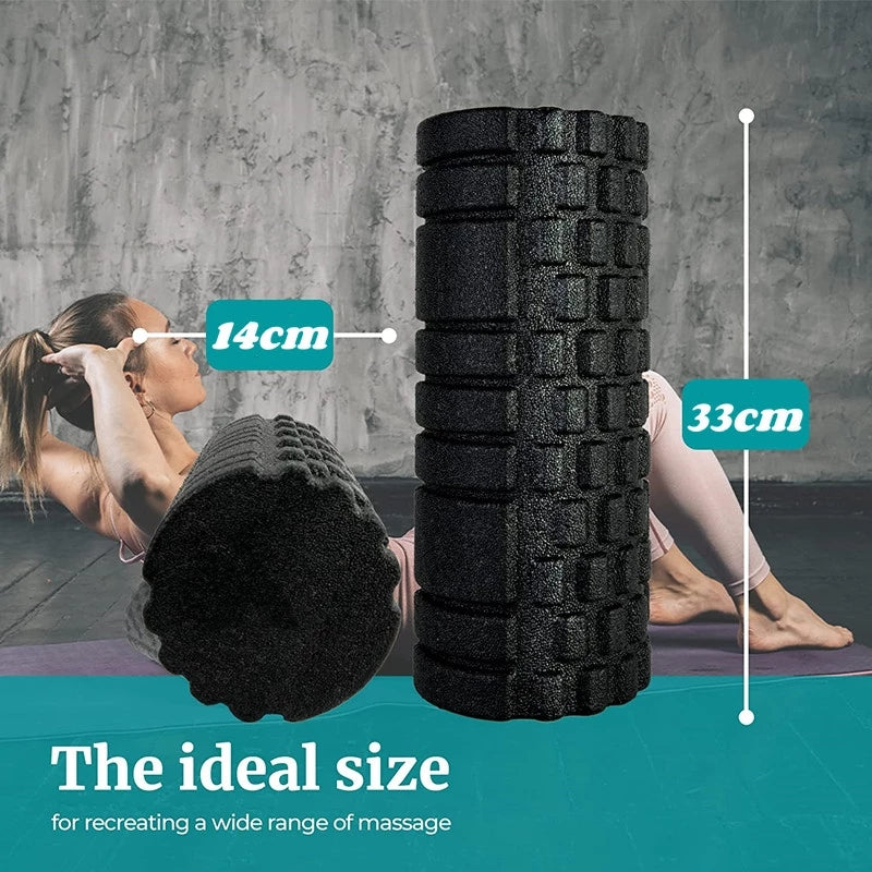 Massage Point Yoga Roller Pilates Massage Solid Color Foam Roller With Grooves Fitness Gym Exercise 1