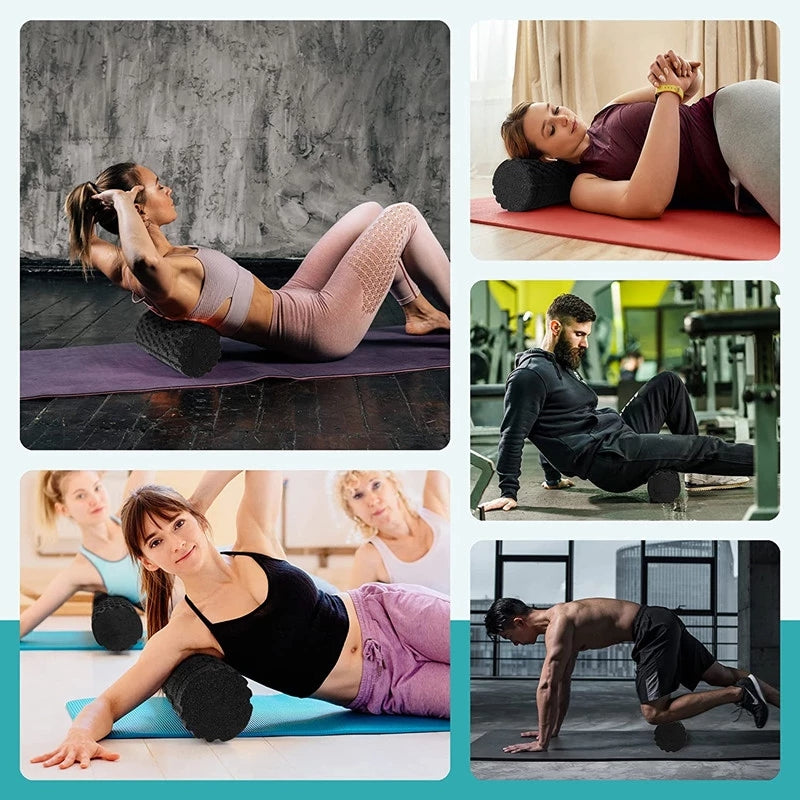 Massage Point Yoga Roller Pilates Massage Solid Color Foam Roller With Grooves Fitness Gym Exercise 2