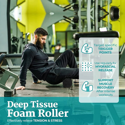 Massage Point Yoga Roller Pilates Massage Solid Color Foam Roller With Grooves Fitness Gym Exercise 3