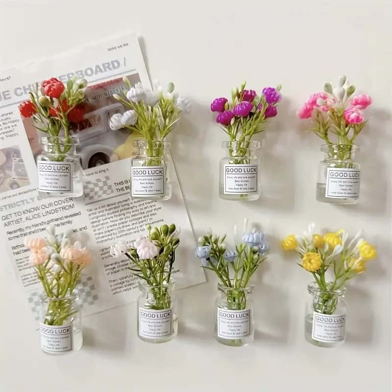 Mini Small Vase Magnets Cute Mini Refrigerator Magnets Kitchen Decoration Vase Fun Refrigerator Acc 4