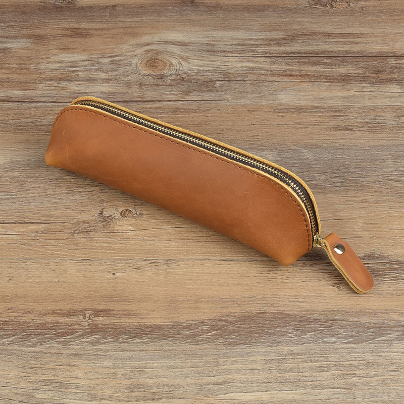 Simple Stationery Hoder, Vintage Leather Pencil Bag, Glasses Box School Supplies, Pen Case Storage Bag, Zipper Pencil