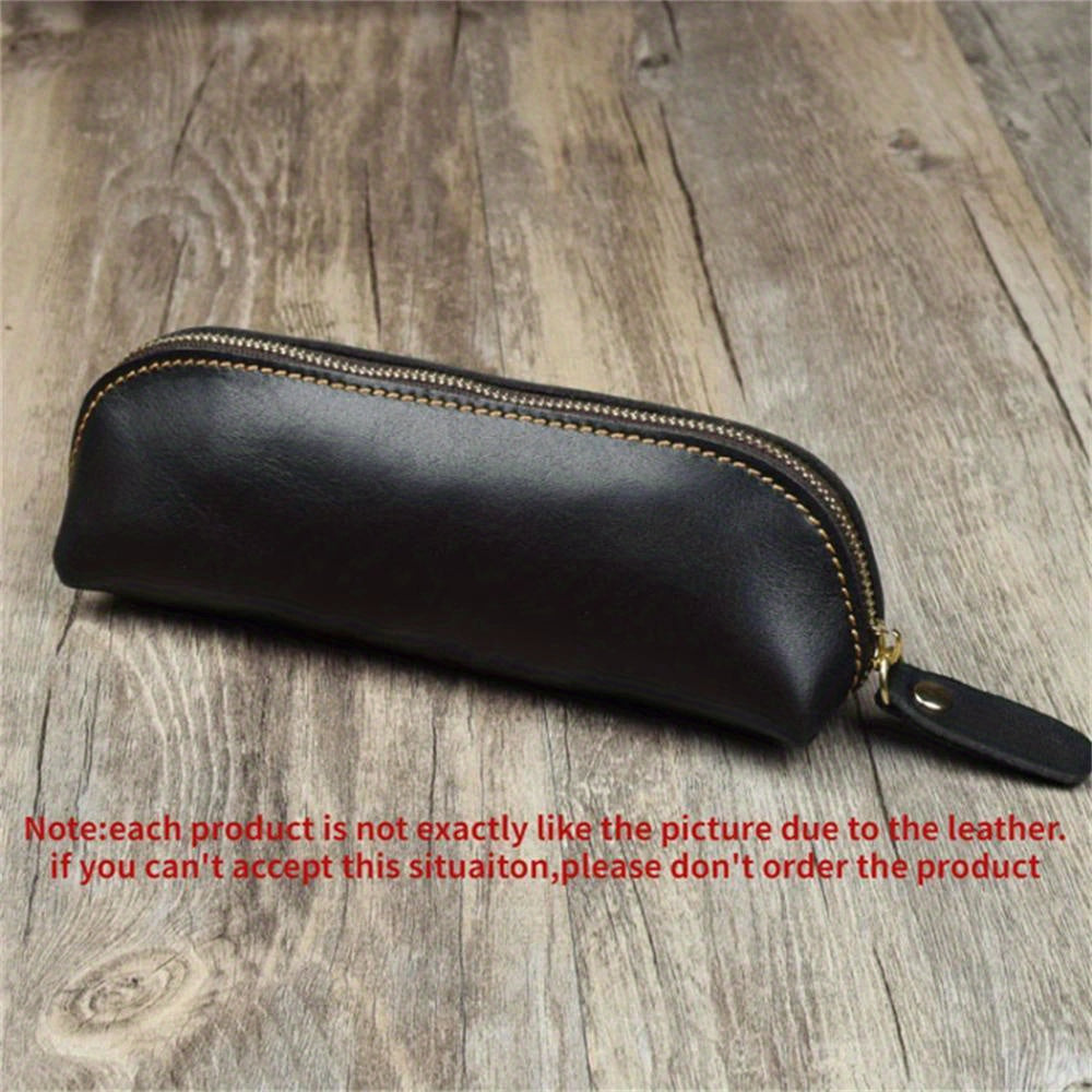 Simple Stationery Hoder, Vintage Leather Pencil Bag, Glasses Box School Supplies, Pen Case Storage Bag, Zipper Pencil