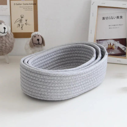 Desktop Sundries Organize Boxs Nordic Cotton Rope Woven Storage Key Cosmetics Storage Box Basket 1