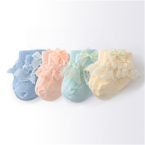 Princess Bow Toddler Baby Girls Socks Lace Infant Girls Sock Spring Cotton Newborn Baby Socks For G 4