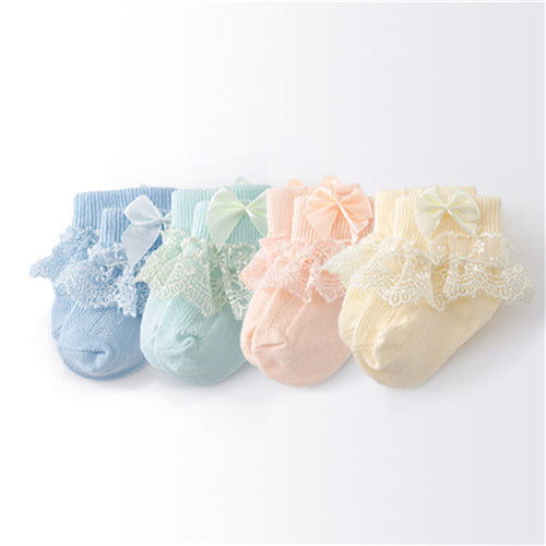 Princess Bow Toddler Baby Girls Socks Lace Infant Girls Sock Spring Cotton Newborn Baby Socks For G 5