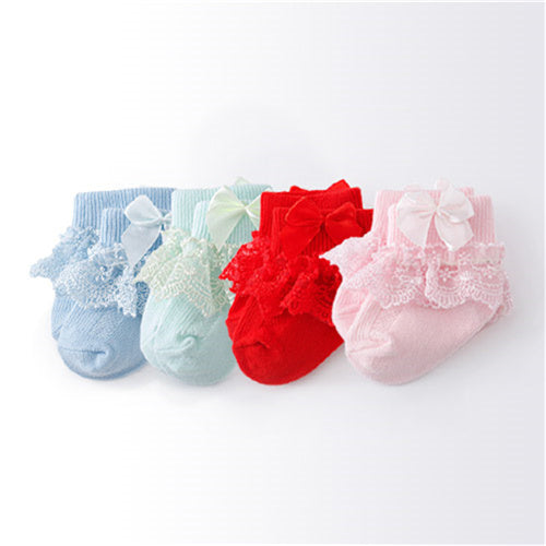Princess Bow Toddler Baby Girls Socks Lace Infant Girls Sock Spring Cotton Newborn Baby Socks For G 8