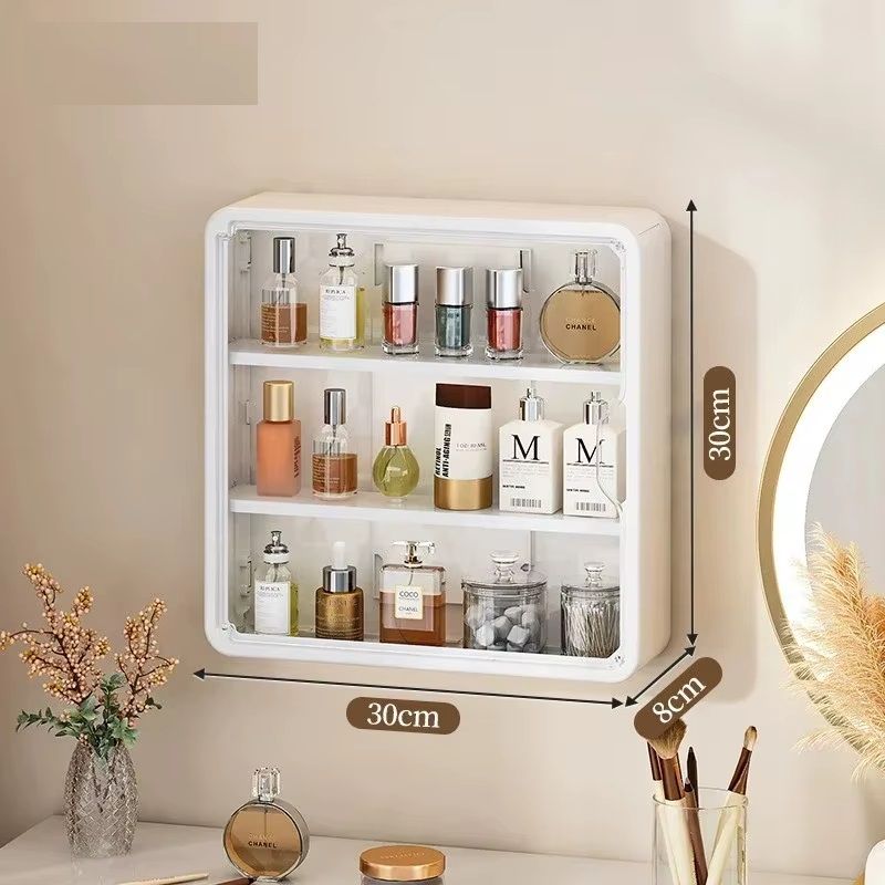 Bathroom Organizer, Transparent Multi Layer Display Cabinet, Cosmetic Storage Box with Removable Shelves