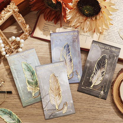 Metal Bookmark With Metal Chain Pendant Bookmark, Vintage Feather Bronzing, For Teachers Friends Book Lovers Book Club
