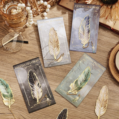 Metal Bookmark With Metal Chain Pendant Bookmark, Vintage Feather Bronzing, For Teachers Friends Book Lovers Book Club