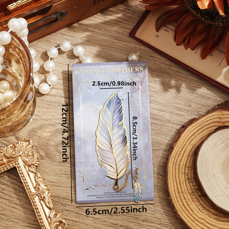 Metal Bookmark With Metal Chain Pendant Bookmark, Vintage Feather Bronzing, For Teachers Friends Book Lovers Book Club